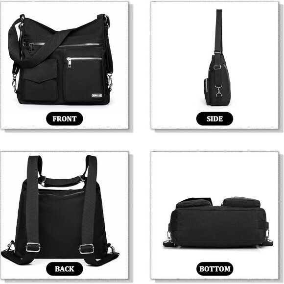 Multipurpose Hobo Purse for Women with Antitheft RFID, Waterproof Nylon Crossbod - Picture 6 of 6